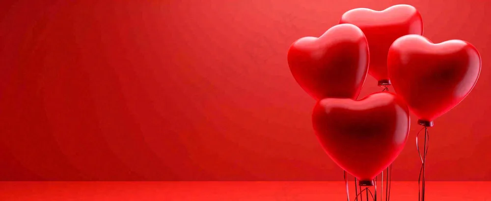 红色爱心浪漫情人节七夕立体爱心气球背景