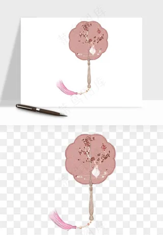 古风扇子元素png免抠