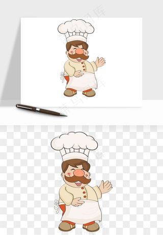 手绘厨师大厨png免抠