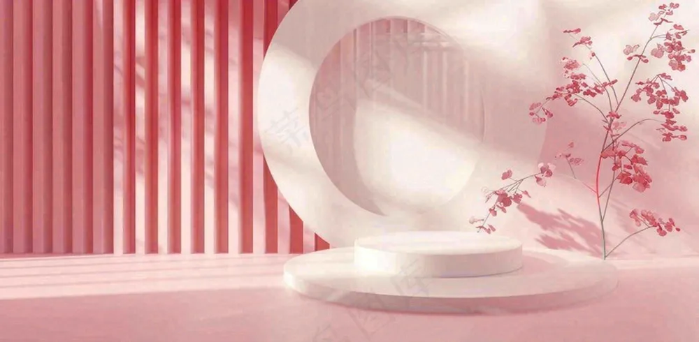 美妆护肤3d展台清新背景