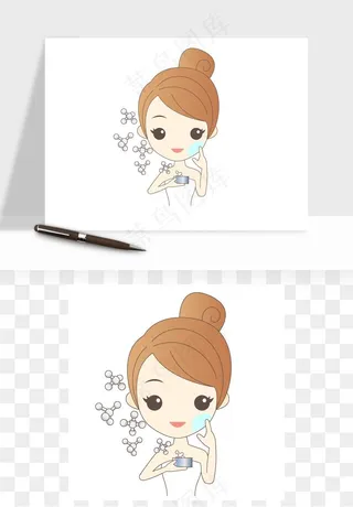 手绘面部人物护肤矢量