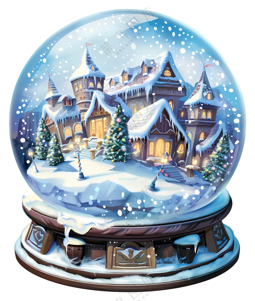 圣诞雪球中冬季村