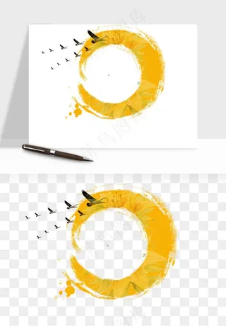 墨迹水墨圆圈圆环边框