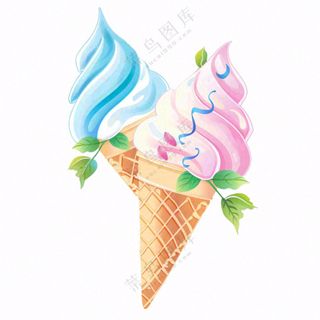夏日冰淇淋冰凉卡通插画免抠