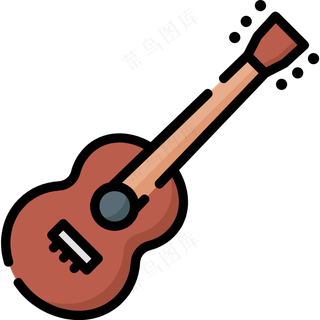 木吉他 西洋乐器 线性彩色图标