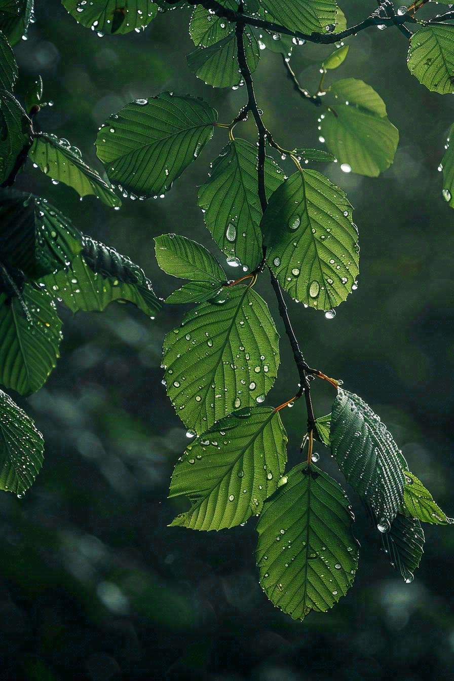 清晨植物绿叶上的露珠水滴雨水谷雨寒露摄影图