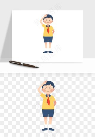 手绘学生少先队png免抠