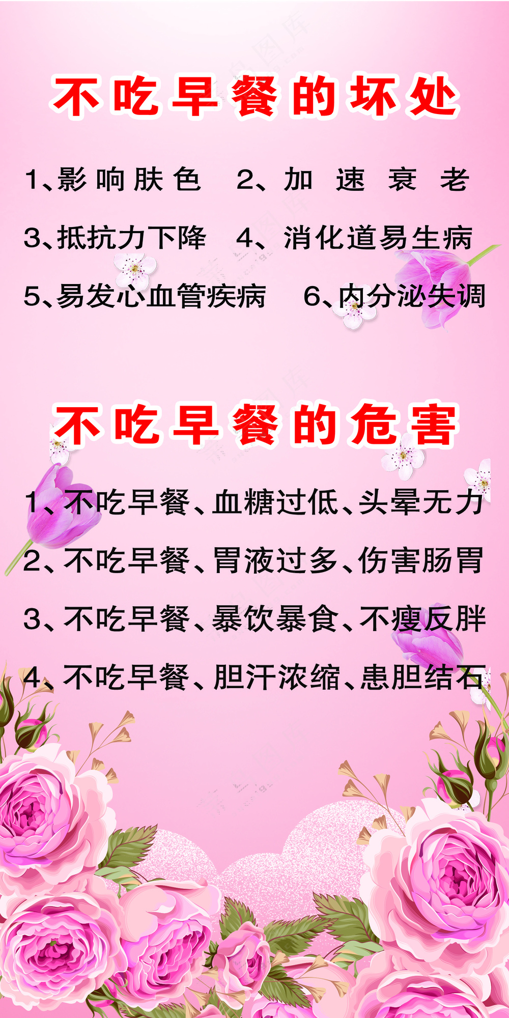不吃早餐的危害科普 粉色