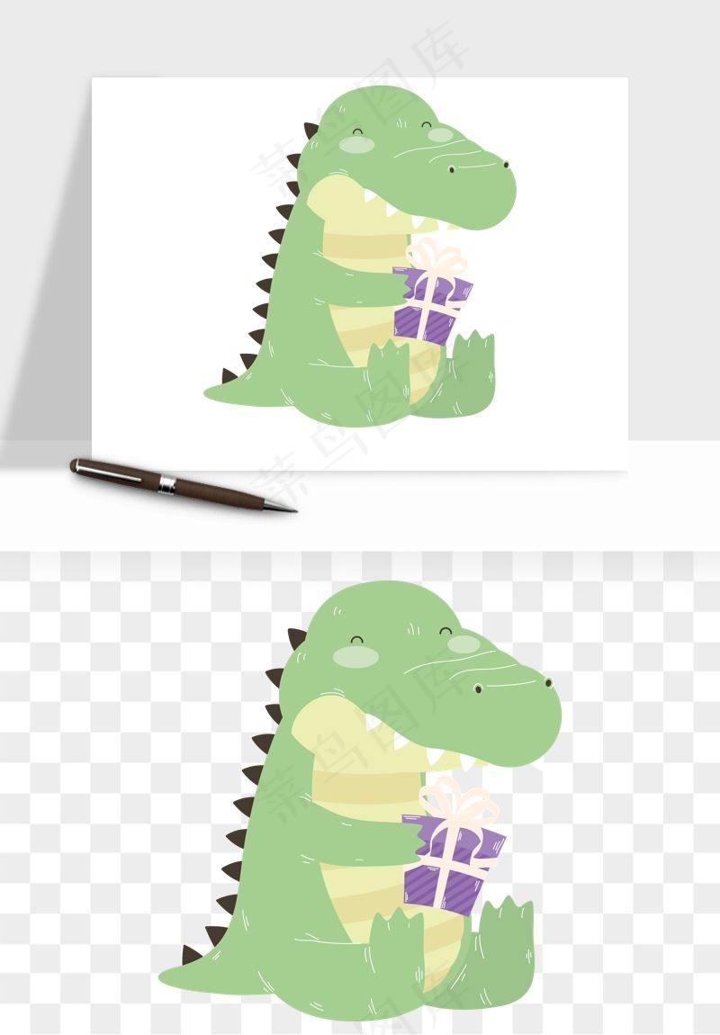 手绘鳄鱼png免抠