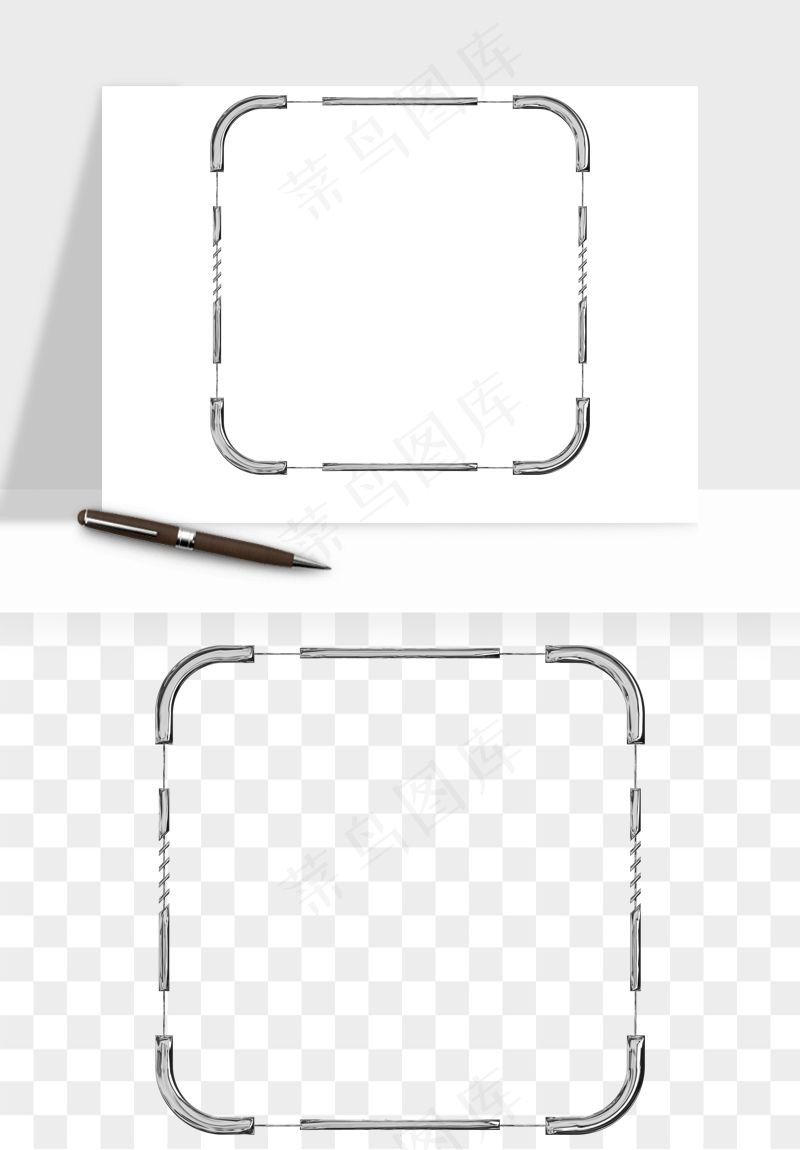 立体潮流金属质感小装饰png免抠