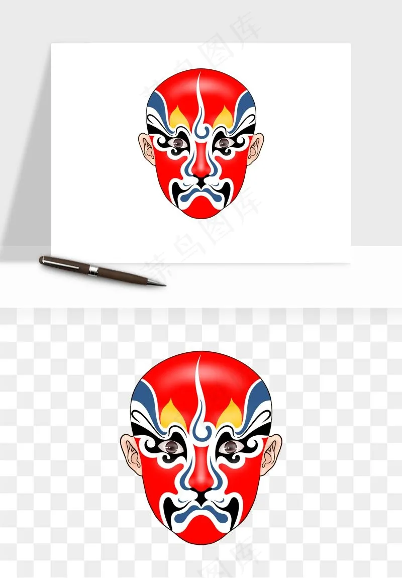 手绘戏剧脸谱卡通面具png免抠