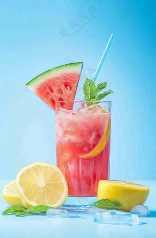 夏日冰镇西瓜汁饮品饮料摄影图