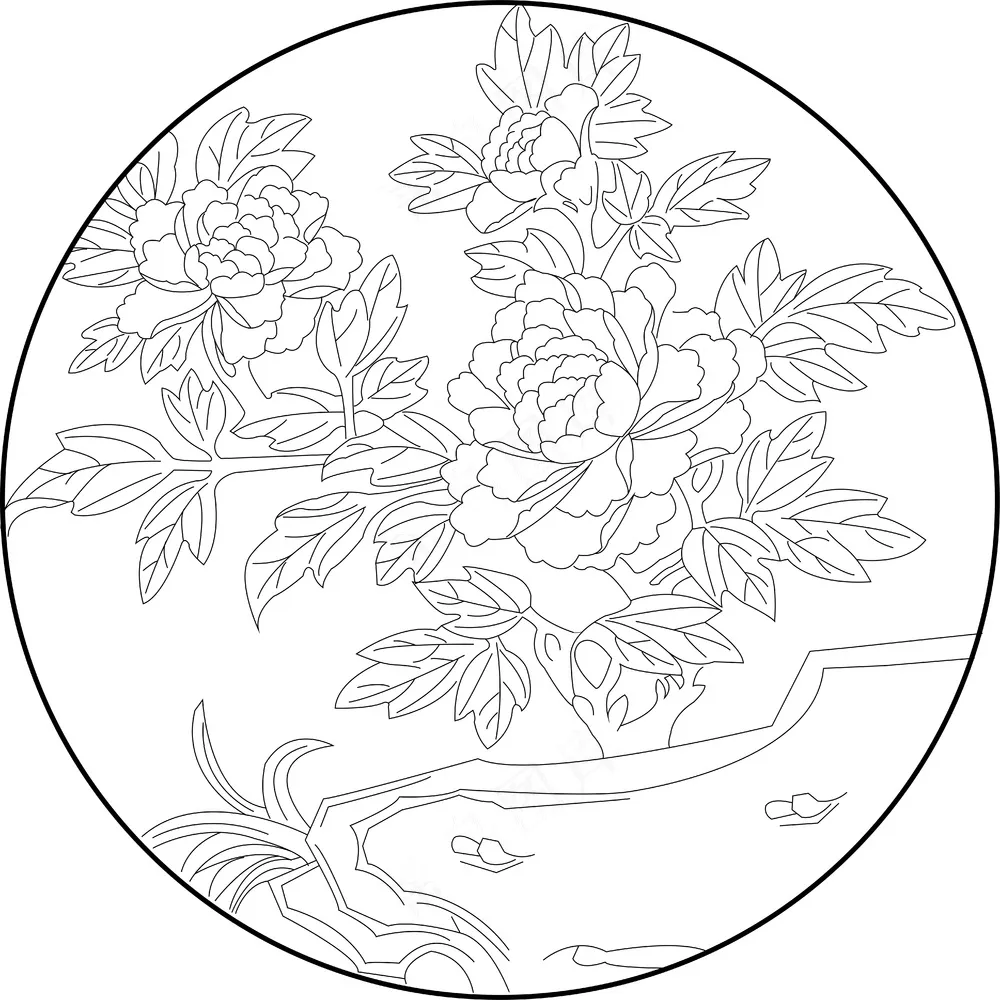 矢量图  三朵盛开的牡丹