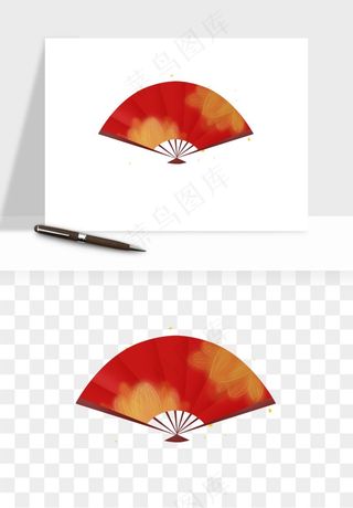古风扇子元素png免抠
