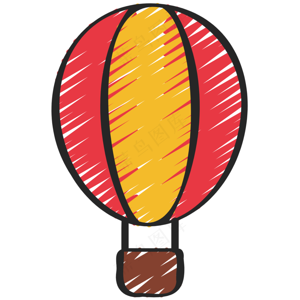 热气球 铅笔手绘图标 icon