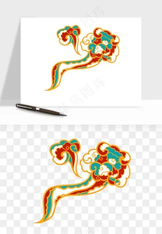 国潮敦煌云纹祥云云彩png免抠