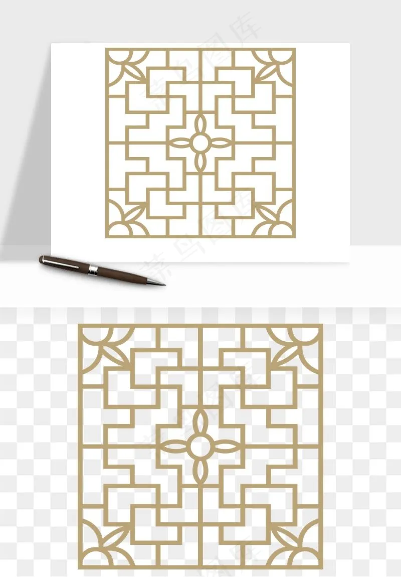 中式镂空古典图案png免抠