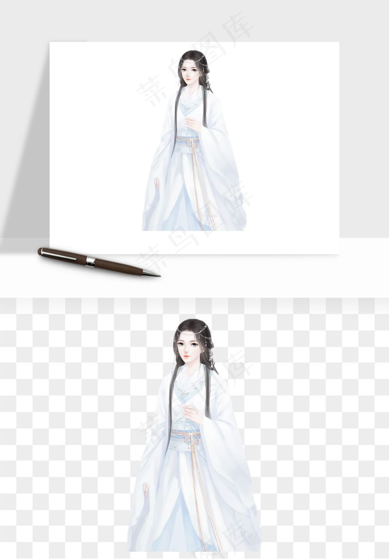 古风美人女子背影png免抠