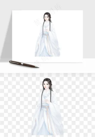 古风美人女子背影png免抠