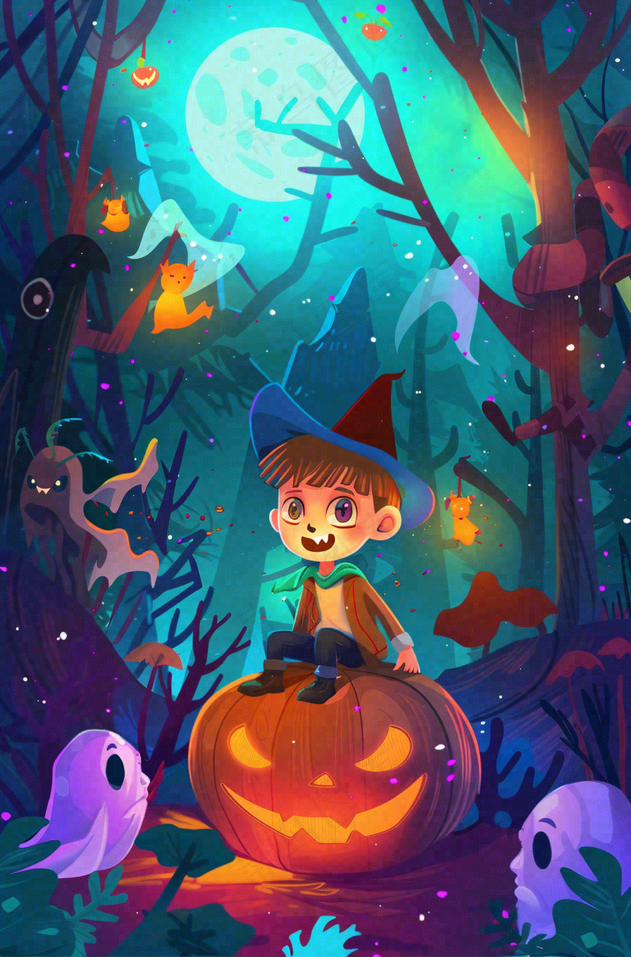 万圣节南瓜灯捣蛋恐怖背景