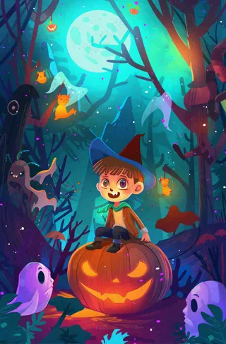 万圣节南瓜灯捣蛋恐怖背景