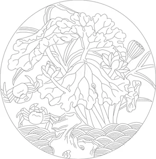 矢量图  莲花与螃蟹