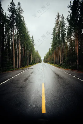 雨后的森林公路