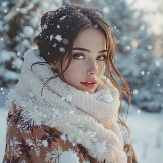 冬季雪花纷飞氛围感美女图片