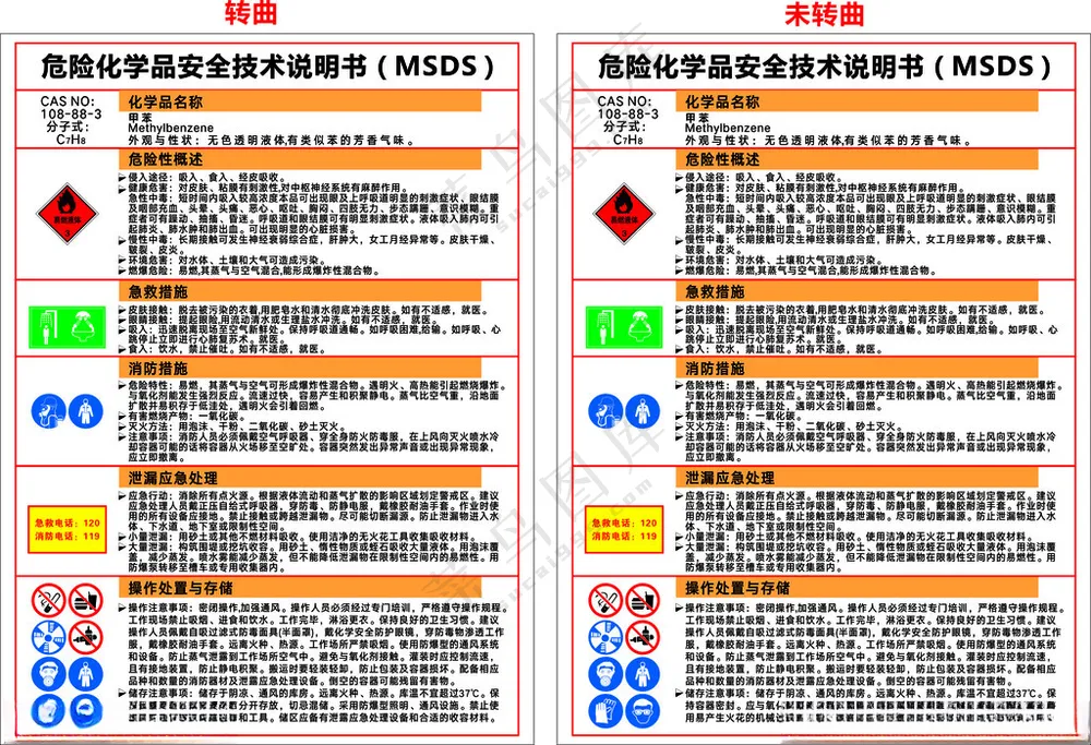 甲苯 危险化学品安全技术说明书告知牌警示牌设计海报