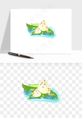 国潮粽子手绘肉粽png免抠