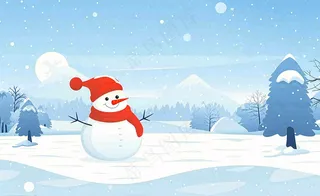 冬天白雪覆盖寒冷唯美雪景小寒插画背景