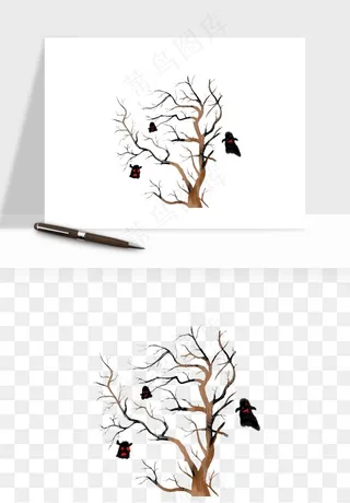 卡通树干枯树树林png免抠