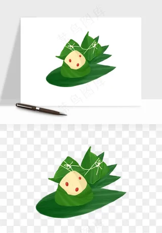 国潮粽子手绘肉粽png免抠