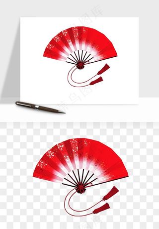 古风扇子元素png免抠