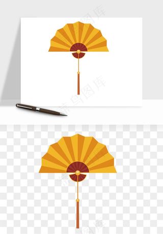 古风扇子元素png免抠