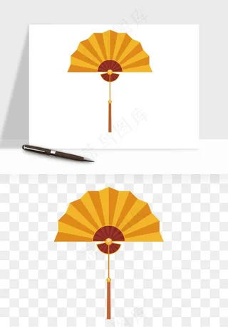 古风扇子元素png免抠