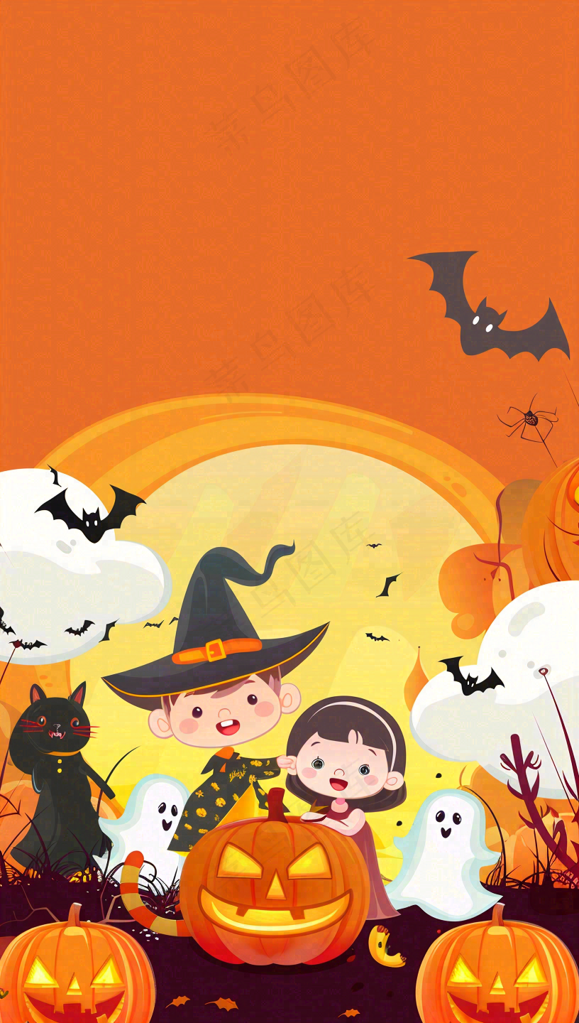 万圣节南瓜灯捣蛋恐怖背景