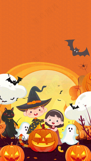 万圣节南瓜灯捣蛋恐怖背景