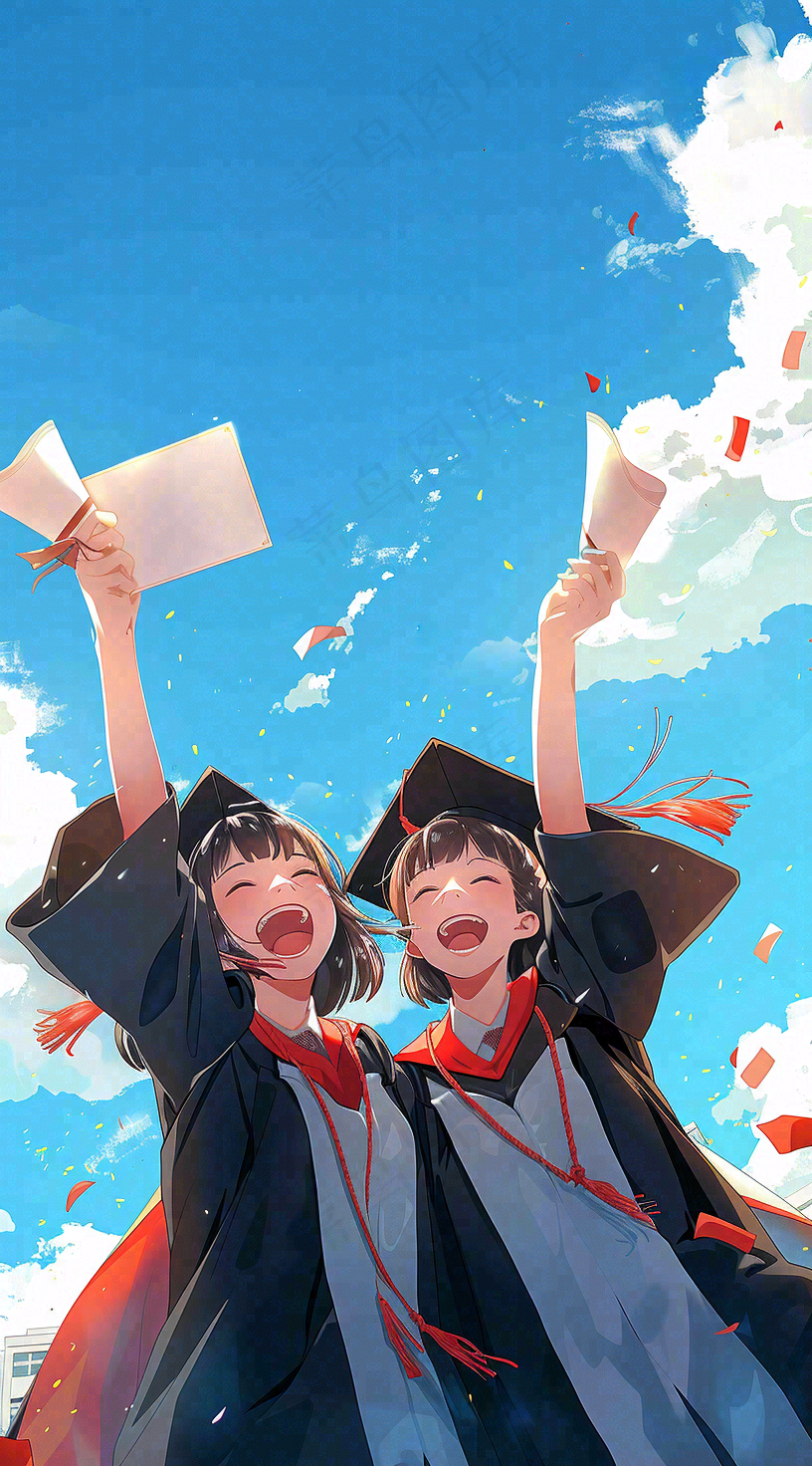 学生毕业季考试青春插画背景