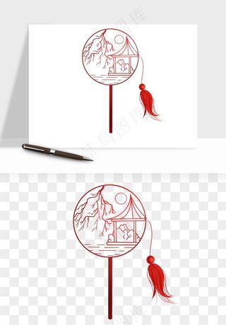 古风扇子元素png免抠