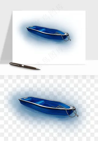 手绘木船小船png免抠