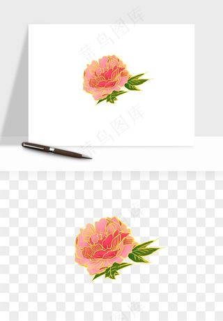 手绘国潮牡丹花花卉图案png免抠