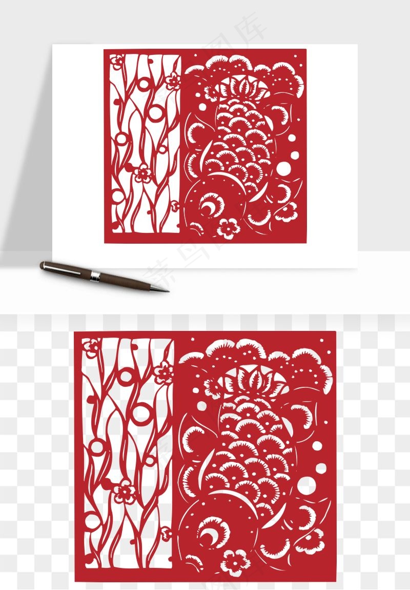 传统窗花剪纸图案png免抠