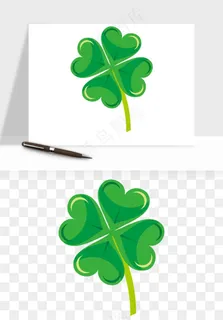 手绘四叶草幸运植物png免抠