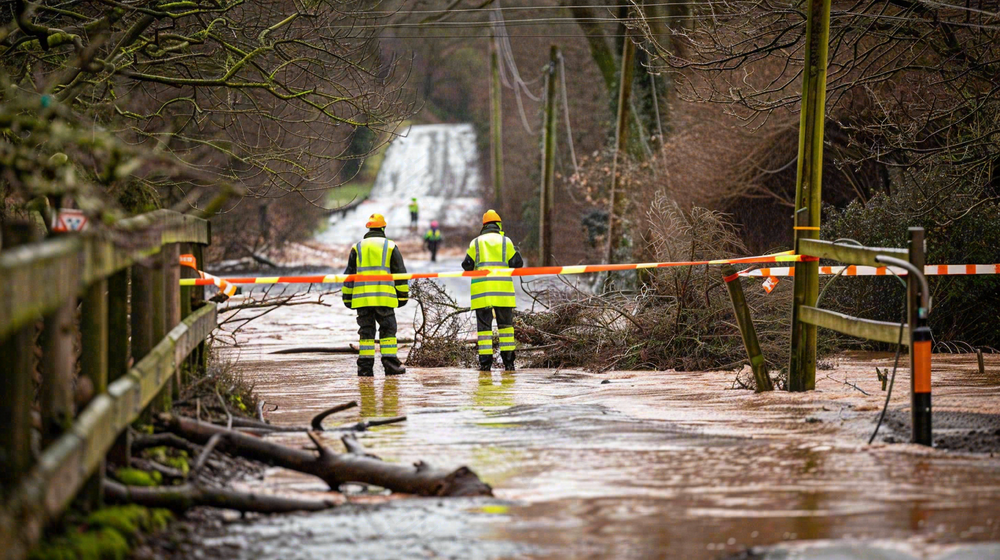 洪水自然灾害防洪预警摄影图