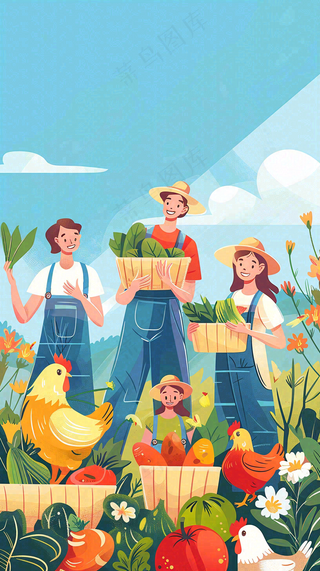 卡通插画劳动节职业人物形象插画背景