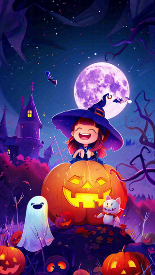 万圣节南瓜灯捣蛋恐怖背景