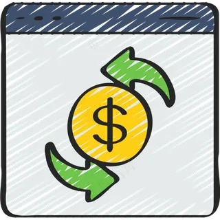 金钱流转箭头 铅笔手绘图标 icon