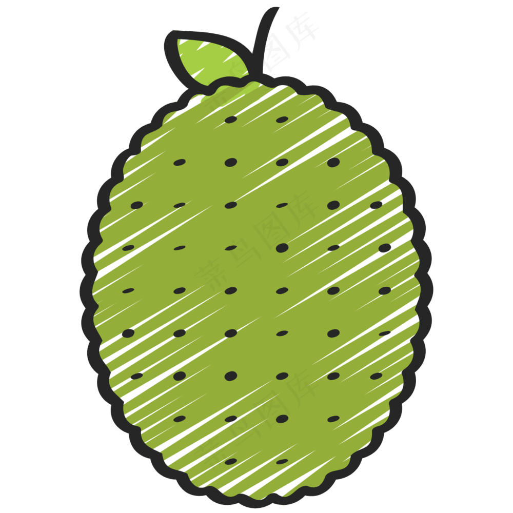 波罗蜜 绿色健康食品 铅笔手绘图标icon