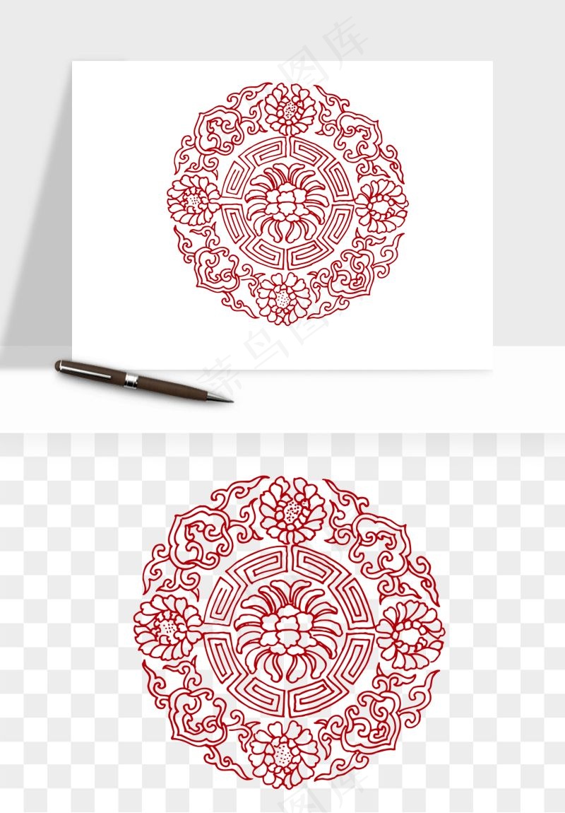 传统窗花剪纸图案png免抠